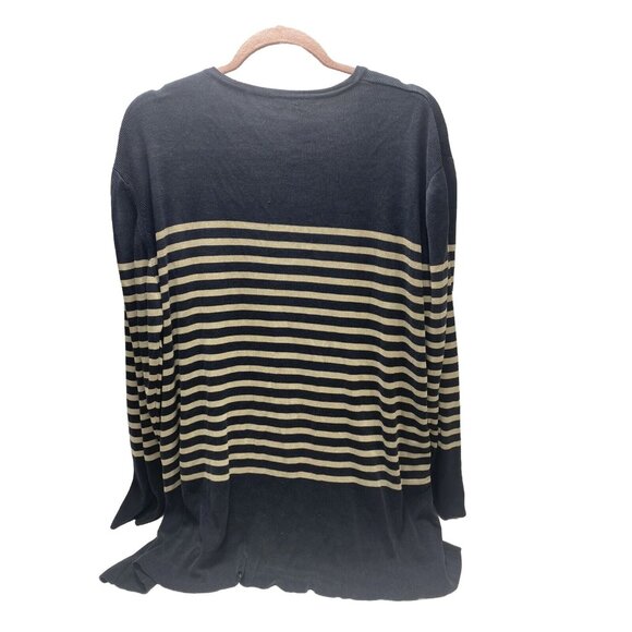 Plus Size Women’s Sweater Blue Tan Gold Pullover Long Sleeve Knit Top Cardigan - Picture 2 of 6